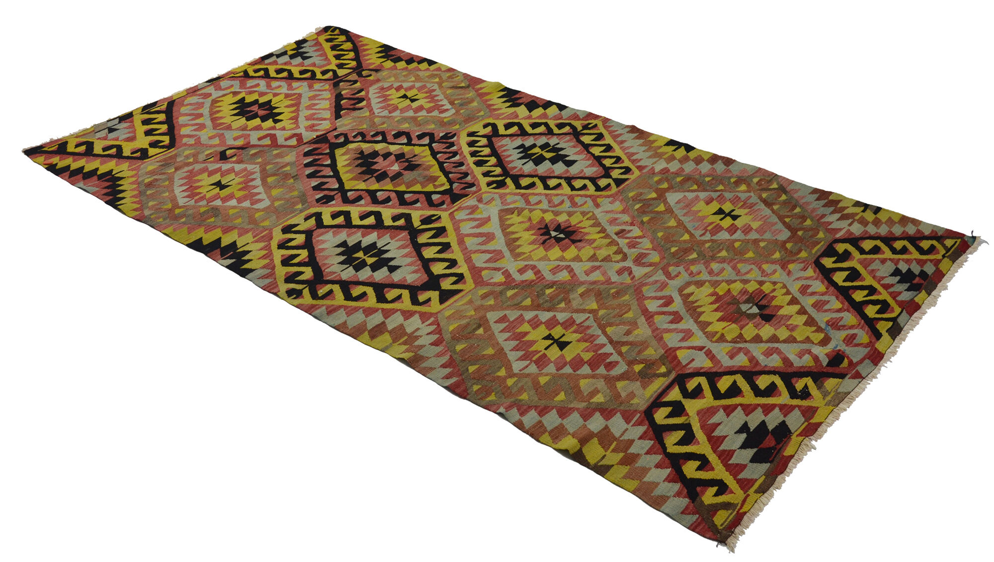 Area kilim rug ,vintage wool turkish handknotted kilim, 290 cmx 155 cm rug