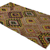 Area kilim rug ,vintage wool turkish handknotted kilim, 290 cmx 155 cm rug