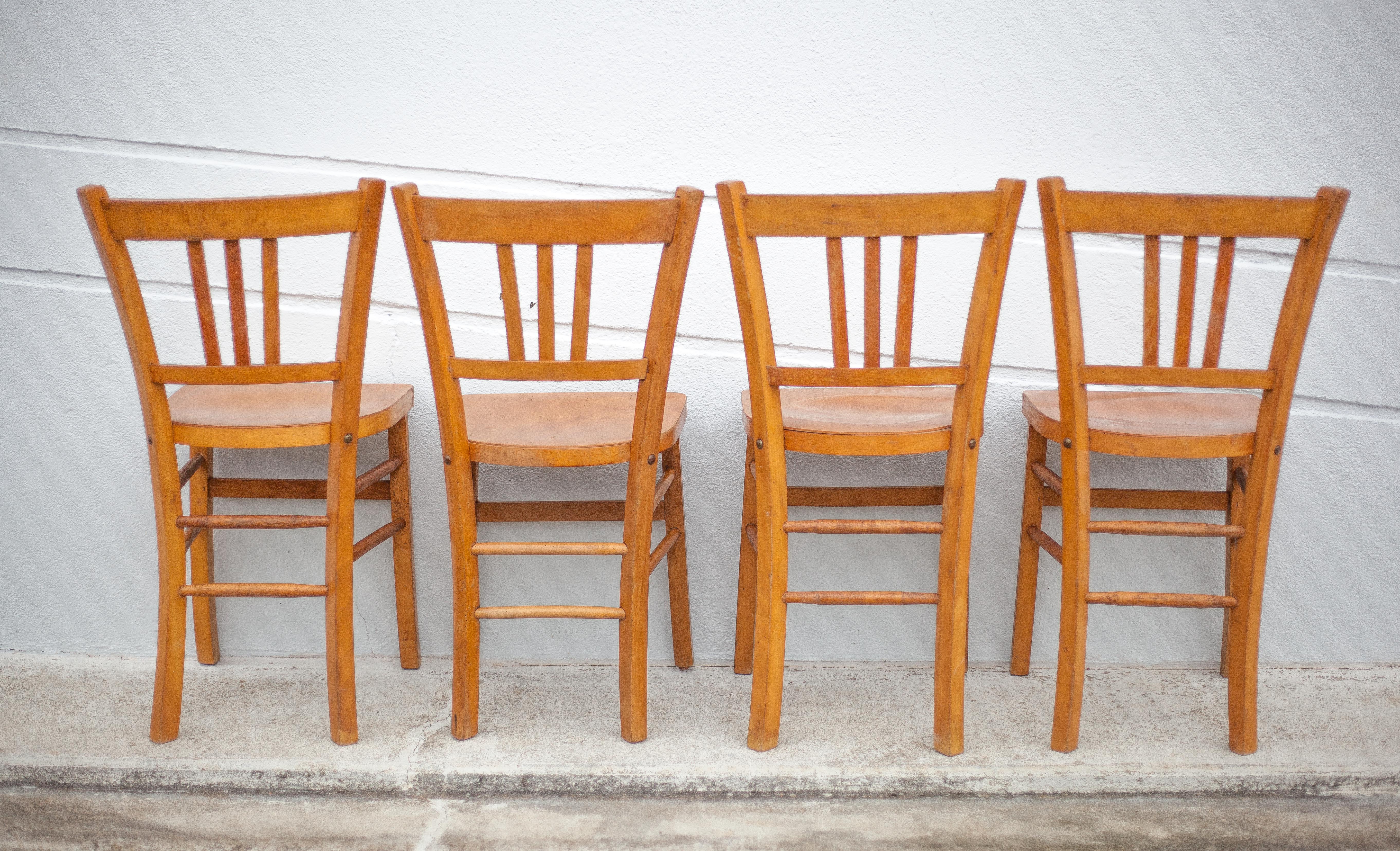 Set of 4 luterma bistro chairs, vintage wooden chairs, countryside, interior decoration