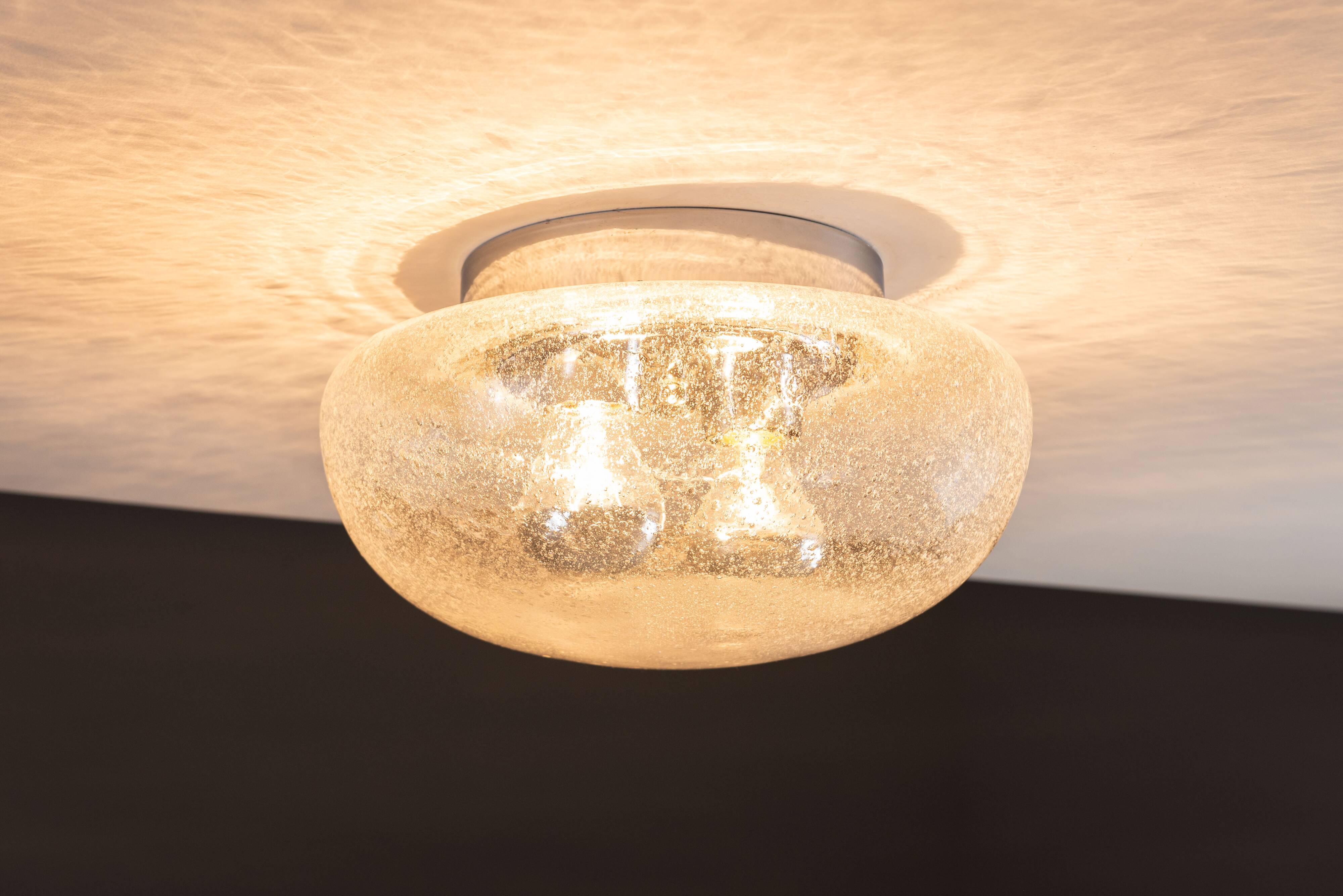Bubble glass and chrome ceiling lamp