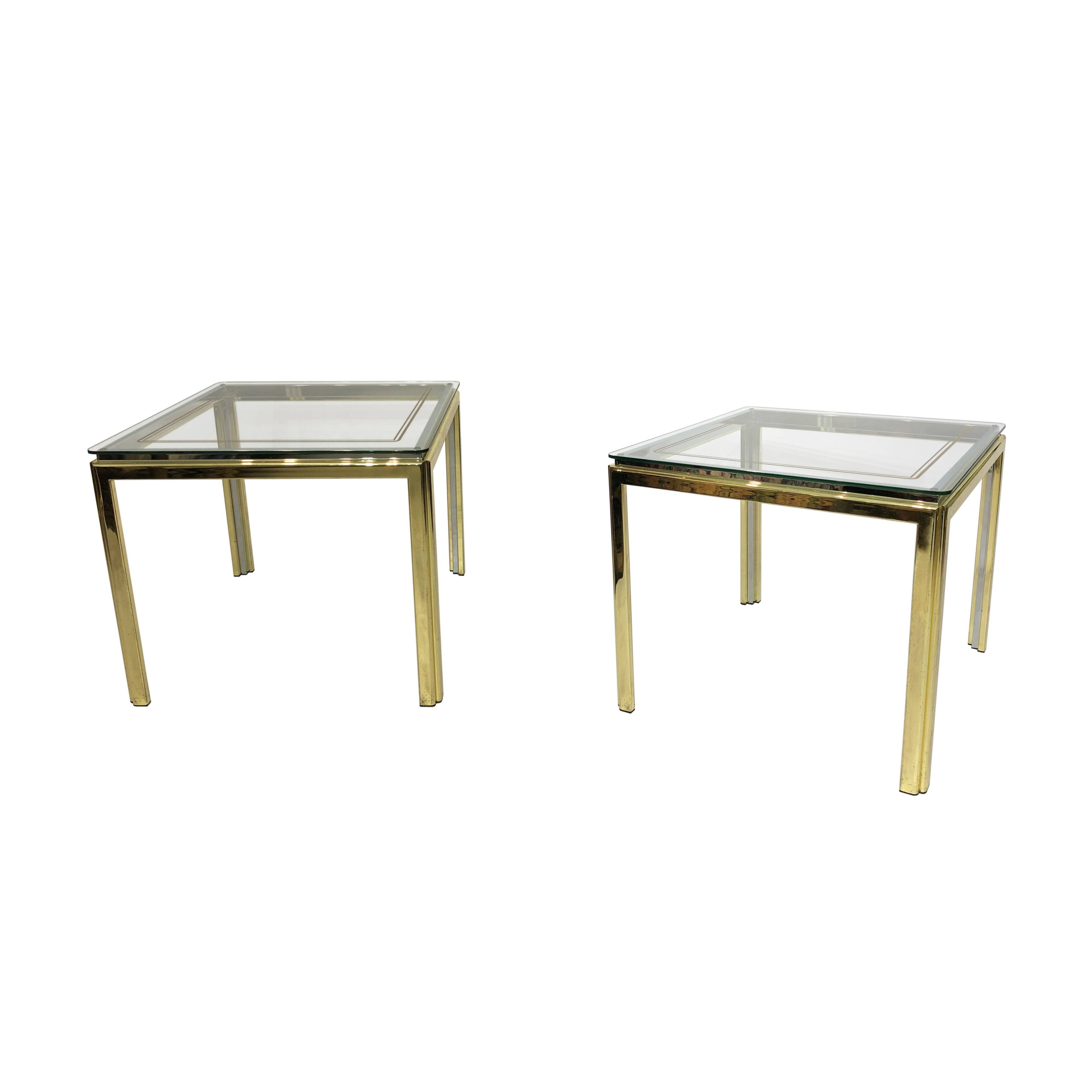 1970s Brass And Chrome Side Tables Renato Zevi Glass