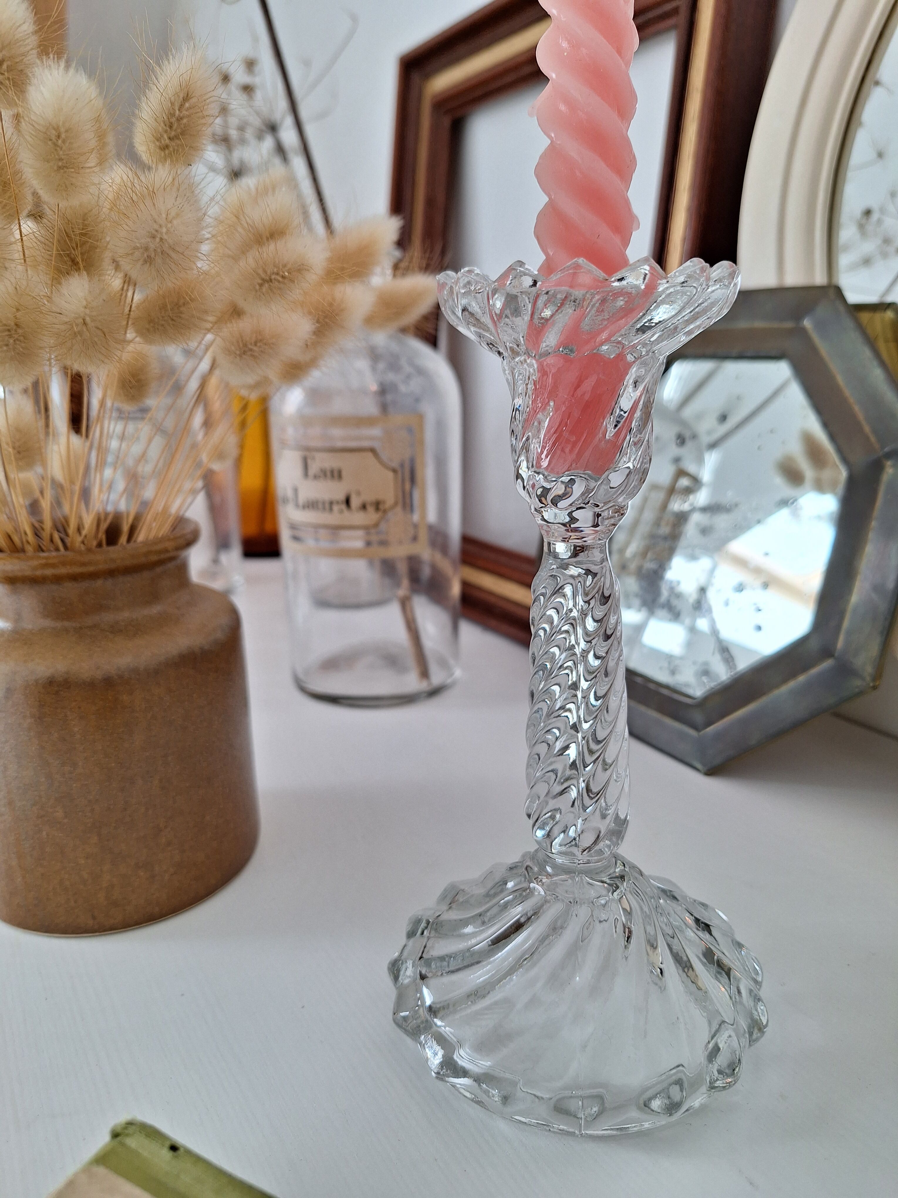 Vintage glass candle holder