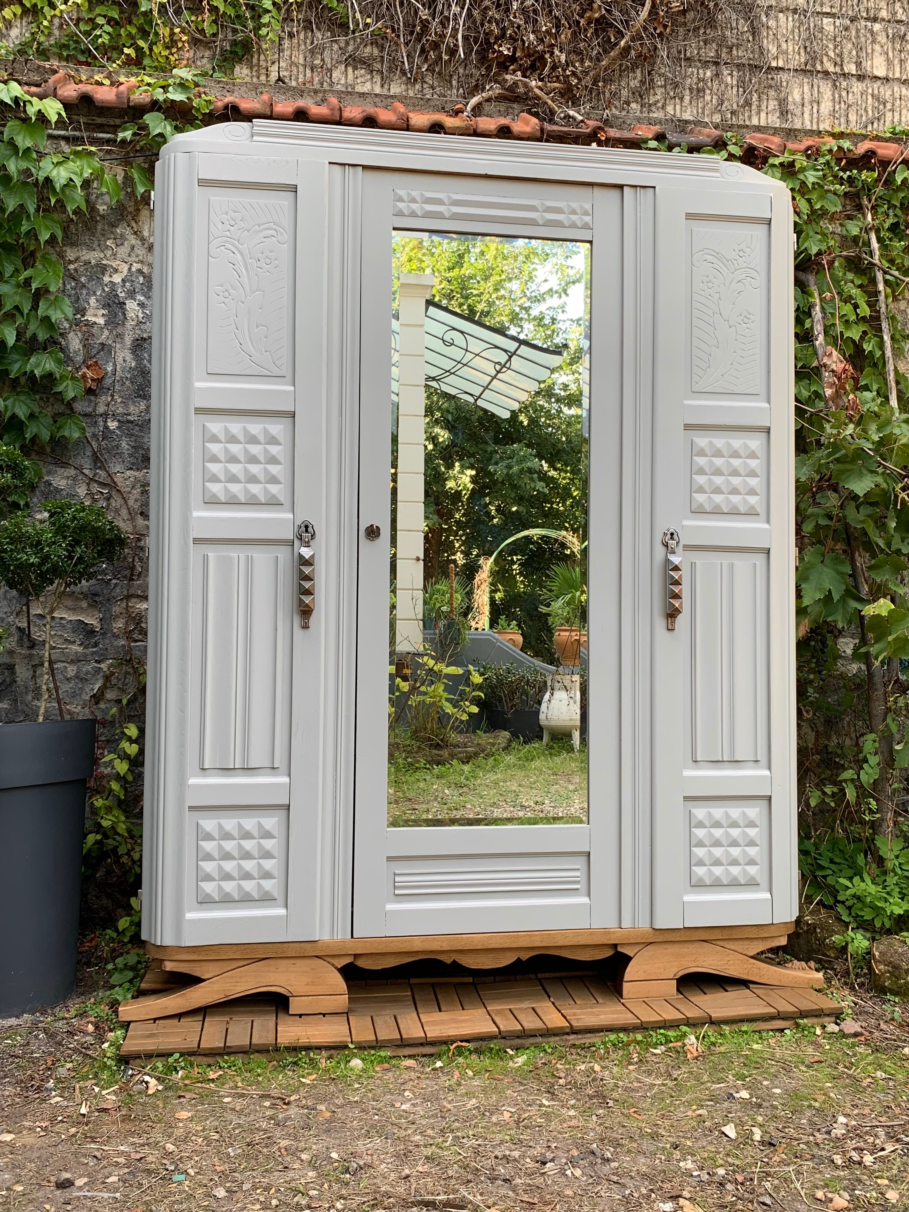 Parisian art deco wardrobe solid oak 1930