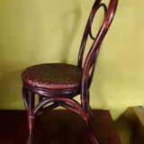 Desk and chair in rattan and vintage wood