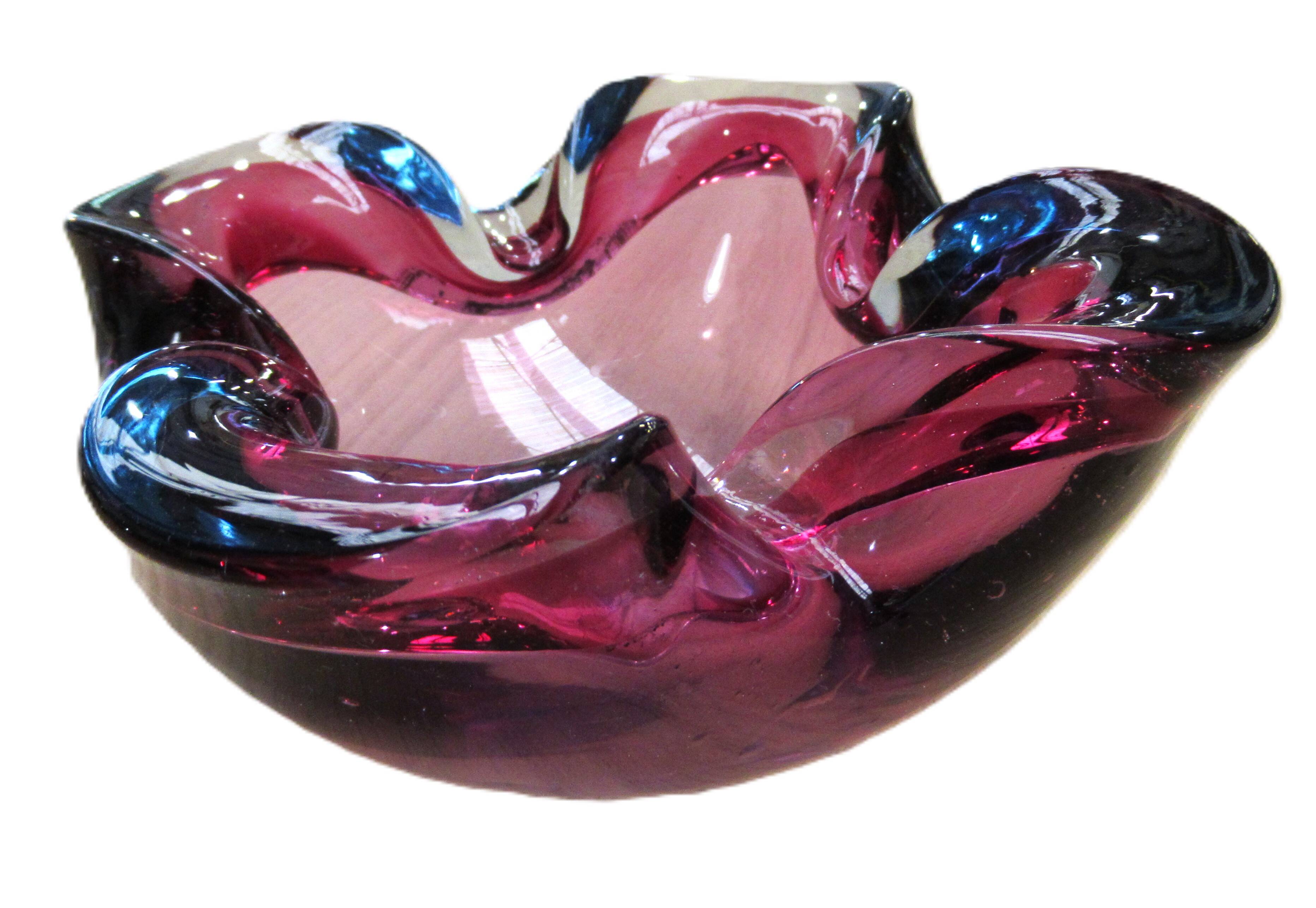 Ashtray or bowl in Murano glass Sommerso Italy, 1960s