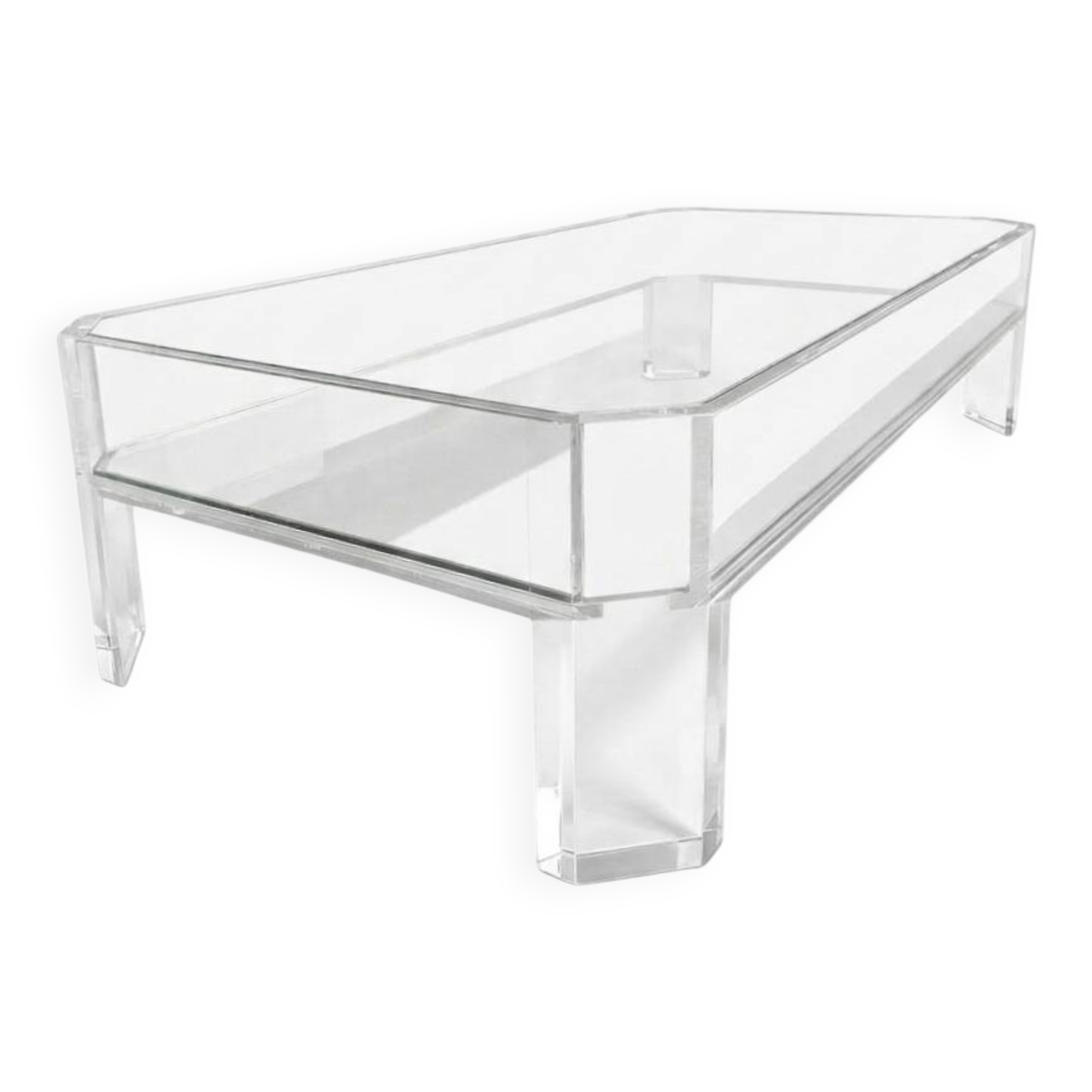 Coffee Table Design Marc Micoud Plexiglas/Lucite and Glass - 1980