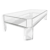 Table Basse Design Marc Micoud Plexiglas/Lucite et Verre - 1980