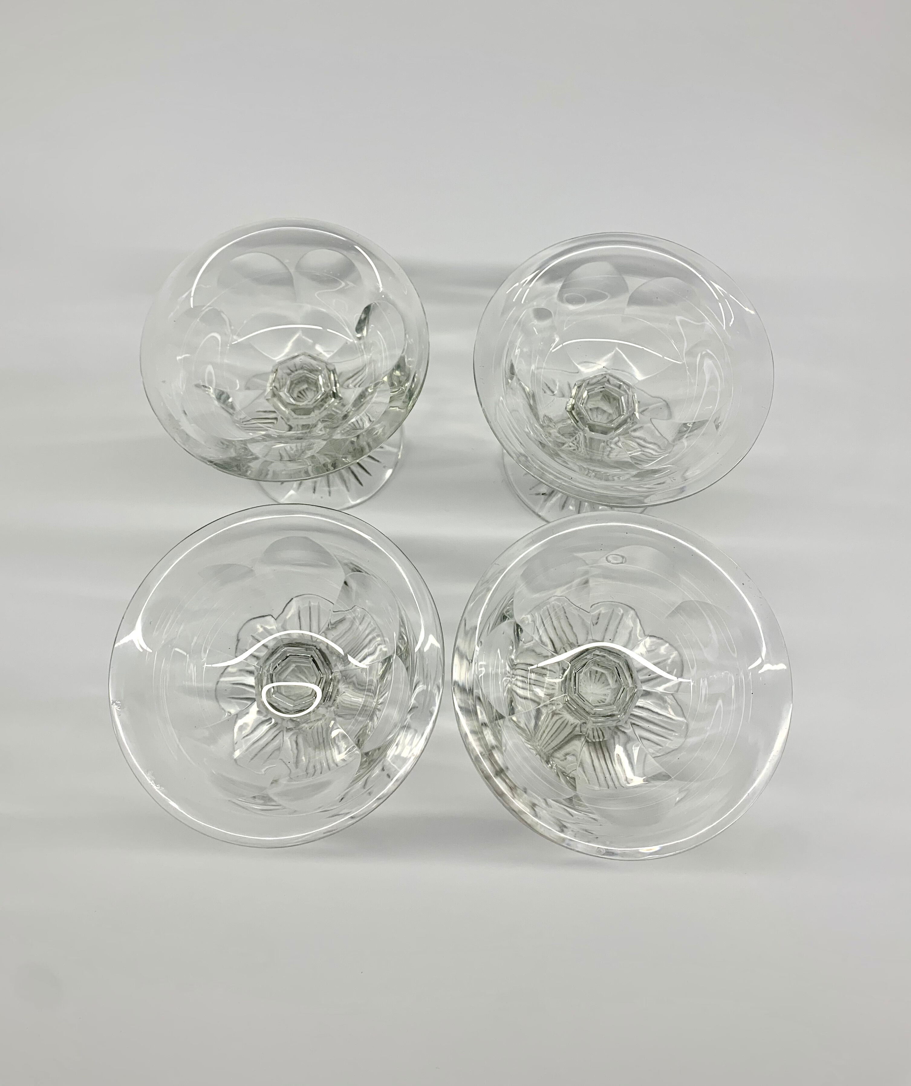 Set of 4 old Champagne Glasses, 1940s