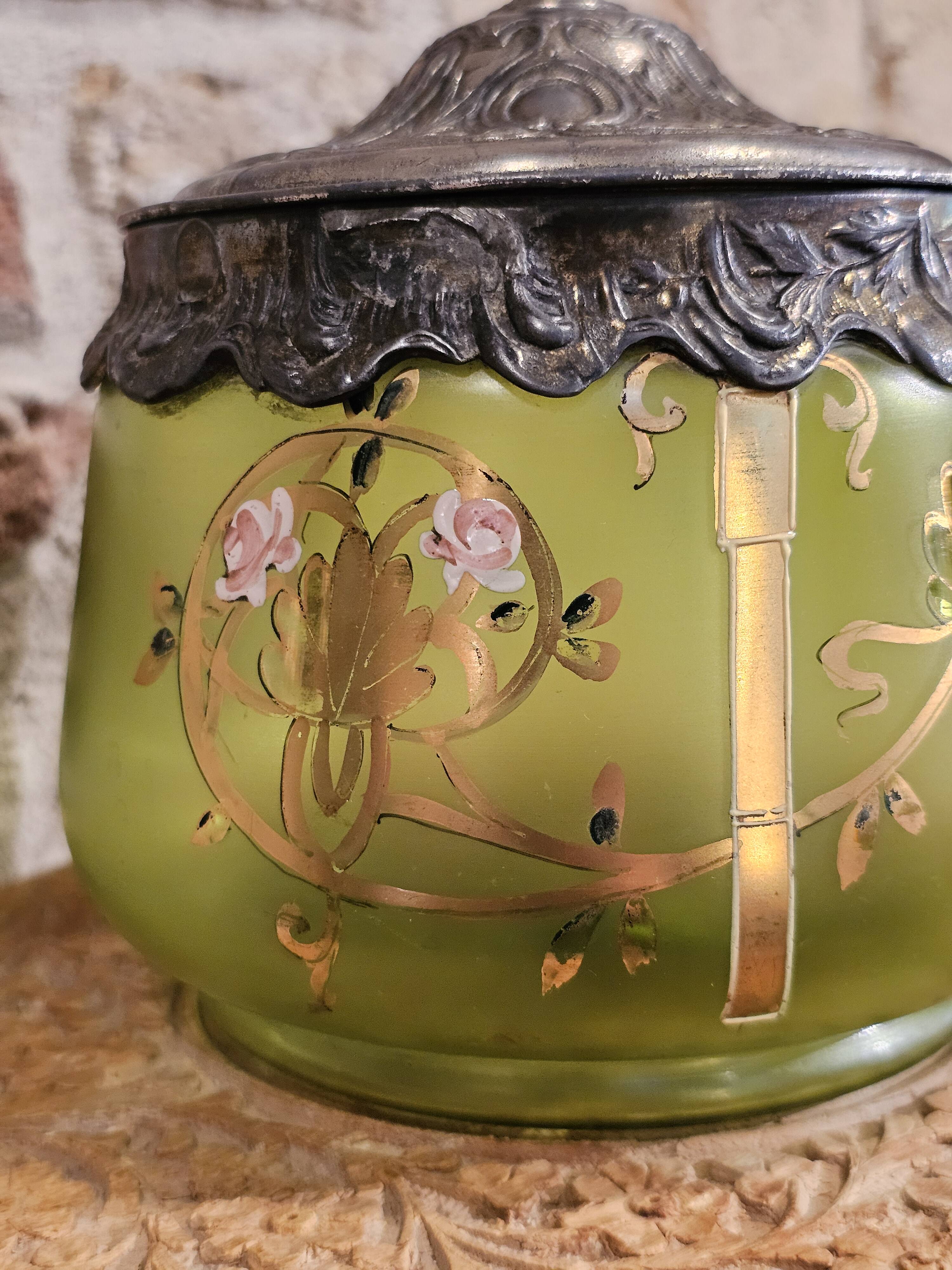 Boîte en verre bohémien antique Carl Hosch vers 1906