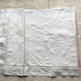 Old hand-embroidered linen sheet
