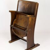 Vintage Cinema Chair TON (Thonet), 1940s Czech, Wooden Theatre Seat