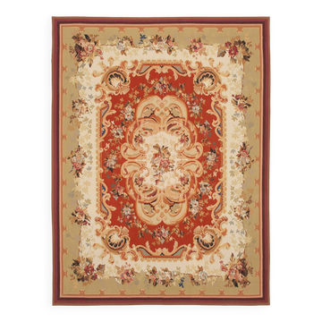 Handmade European Vintage Aubusson Kilim 265 cm x 362 cm