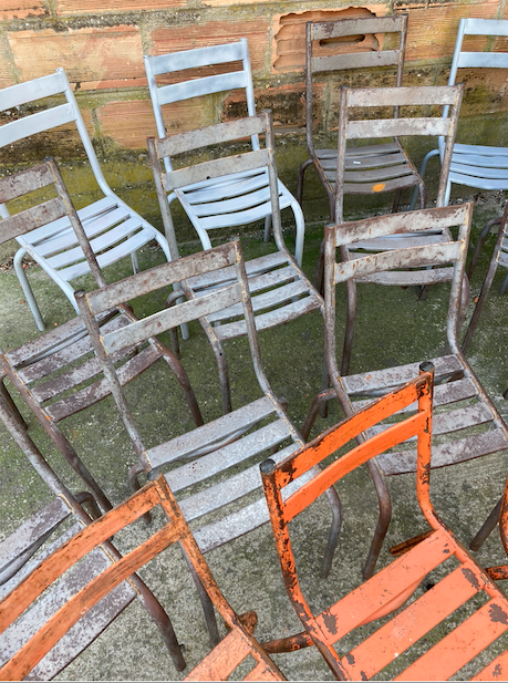 14 metal bistro chairs