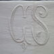 Old sheet in mestizo bis monogrammed CS Border back to crochet 2.07 x 2.90 m