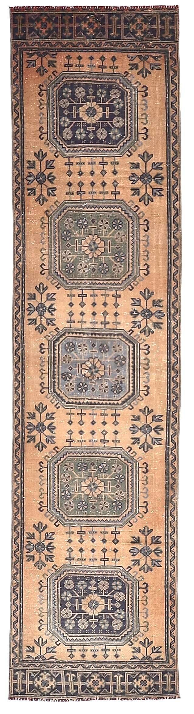 Orange & Navy Blue Turkish Runner Rug 87x337Cm SK 240636