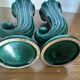 Pair of Art Deco vases circa 1920 - green glazed ceramic