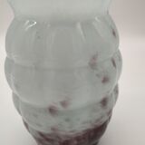Glass vase art deco cyan and plum