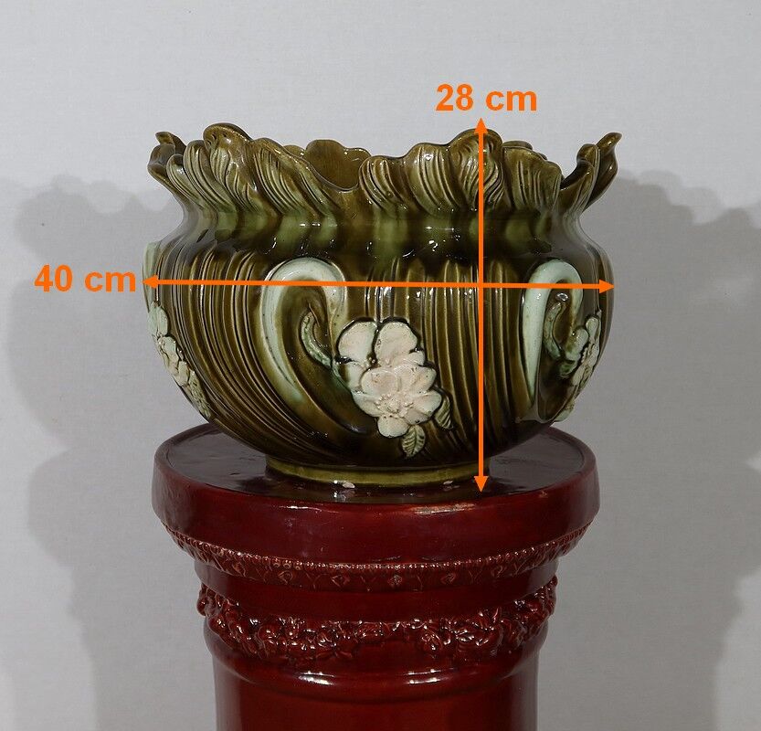 Cache-pot en faïence barbotine, art nouveau – 1920