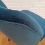 Armchair in velvet with stained beech legs, 60s