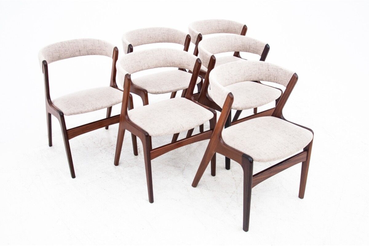 Ensemble de six chaises t21 fire model, korup stolefabrik, années 1960
