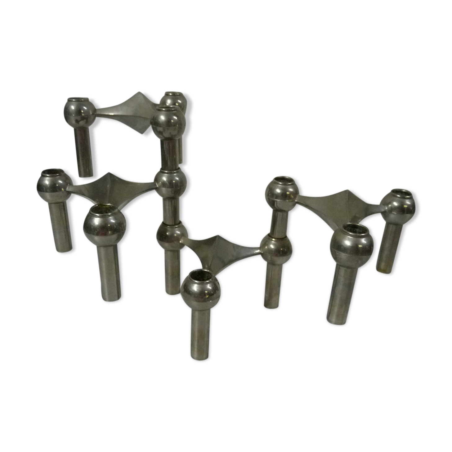 Lot of 4 chrome Nagel candlesticks