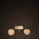 Chandelier en chrome Bauhaus exceptionnel avec abat-jours en verre, années 1930