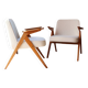 Deux fauteuils Mid-Century à blanc boucle après rénovation