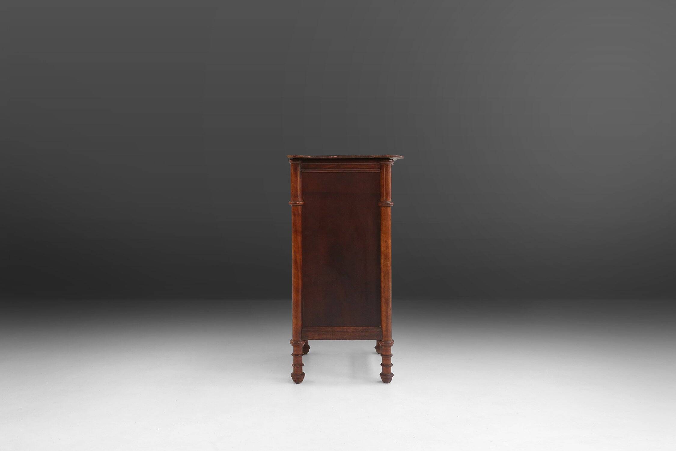 Sculptural Art Deco Nightstand in Dark-Stained Wood, Belgium 1930s