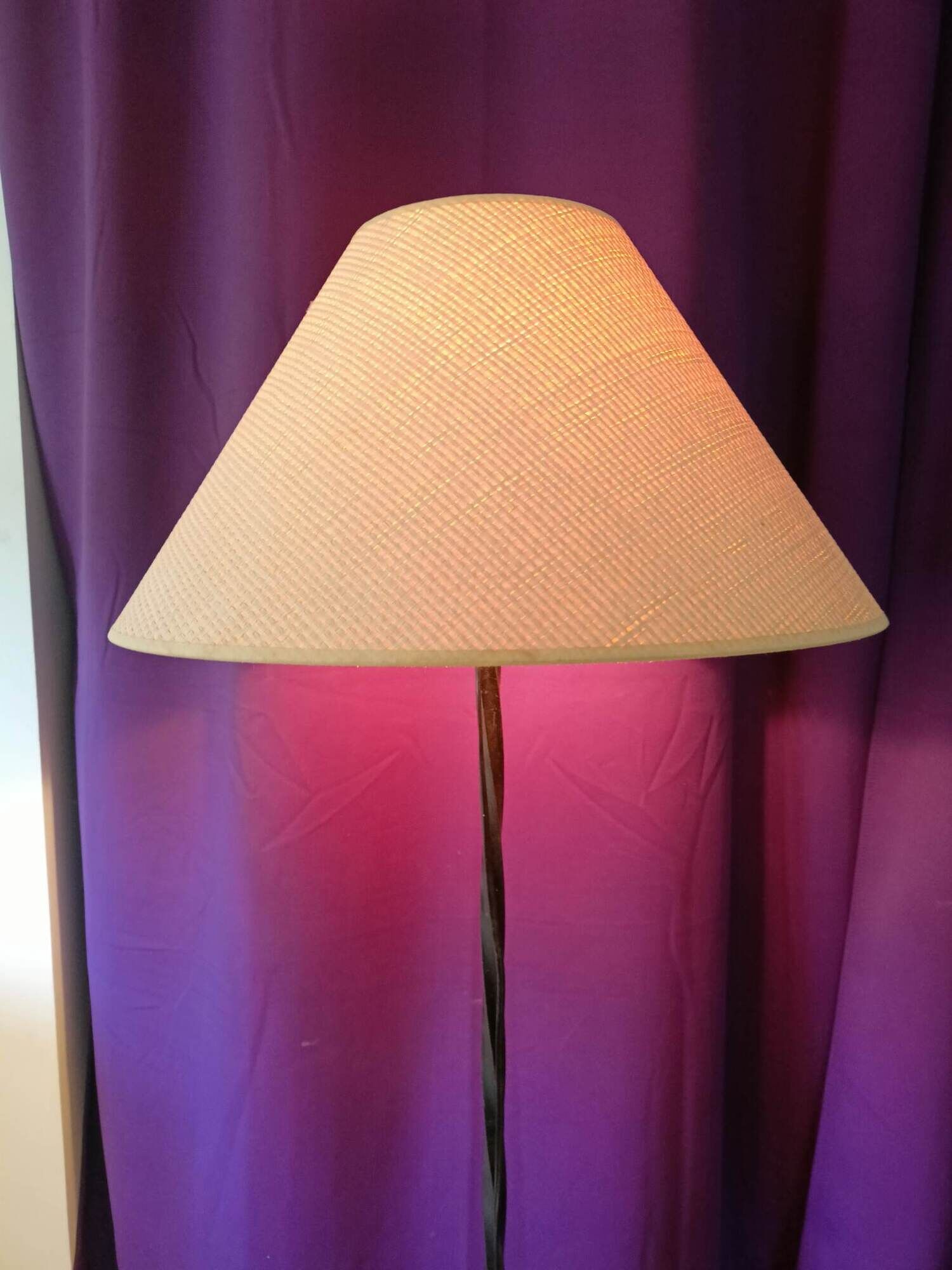 Vintage floor lamp - 40s , wrought iron with scroll feet