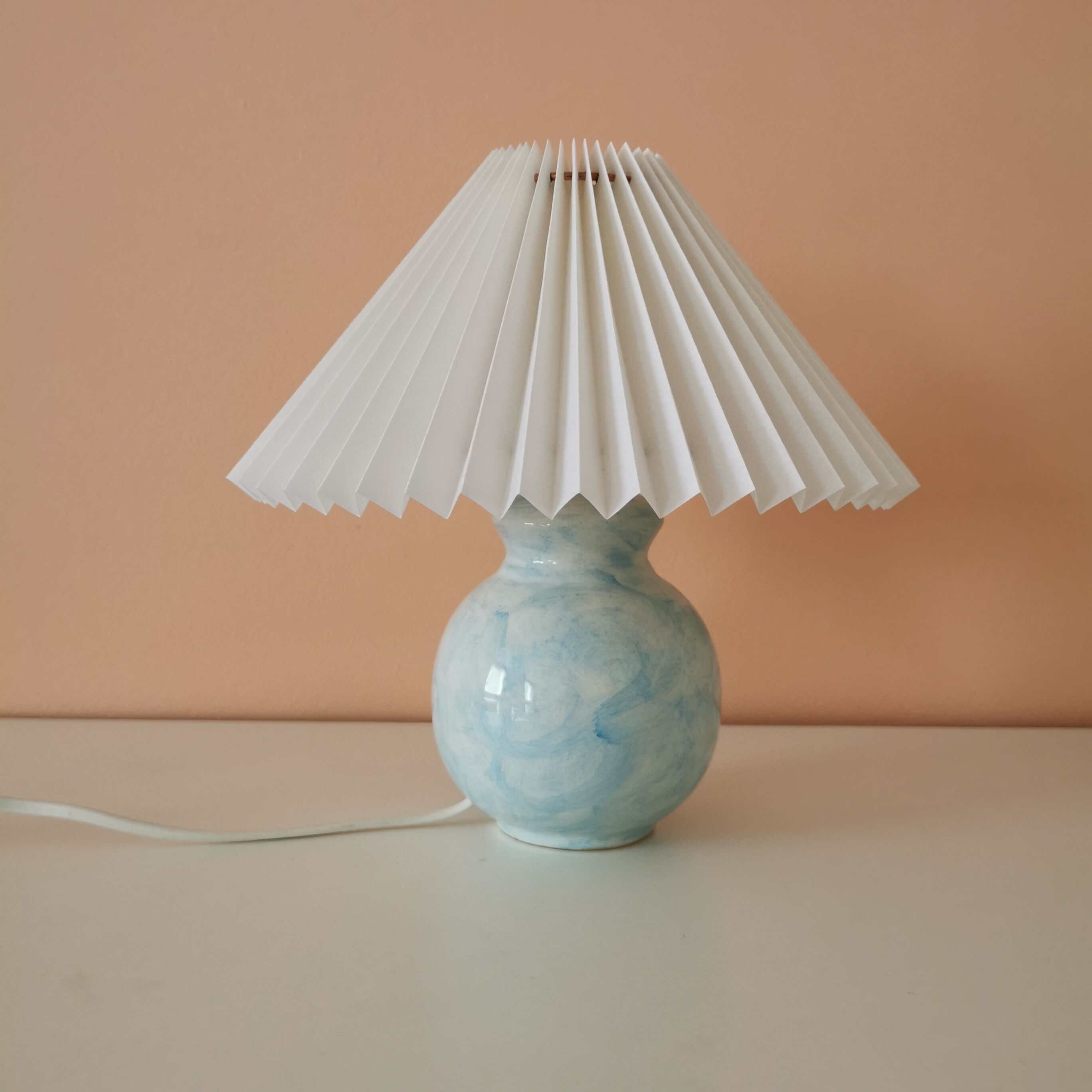 Blue upcycled lamp pleated lampshade