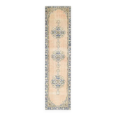 Tapis de couloir vintage turc Oushak fait main en laine orange