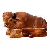 Earthenware buffalo terrine by Michel Caugant