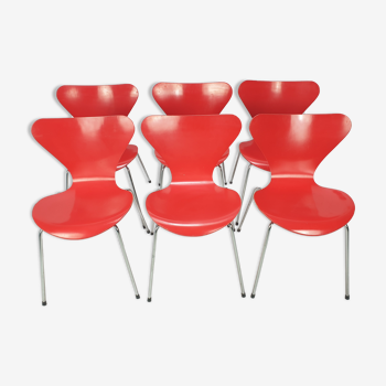 Ensemble de 6 chaises « modèle 7 » Arne Jacobsen pour Fritz Hansen, Danemark, 1991