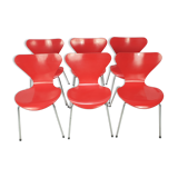 Set of 6 chairs "model 7" Arne Jacobsen for Fritz Hansen, Denmark, 1991