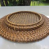 Set of 6 rattan and cane trays, 1970