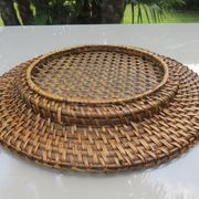 Set of 6 rattan and cane trays, 1970