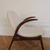 Two armchairs in wood and bouclé fabric by jan vanek, 1960s