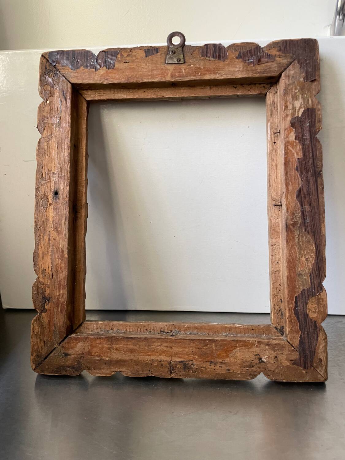 Antique handcarved frame   solid wood 33.5  x 29 cm  opening measurements 23.5 cm x 19 cm cedar wood