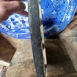 Round ceramic mirror with blue mosaic decor circa 1960
