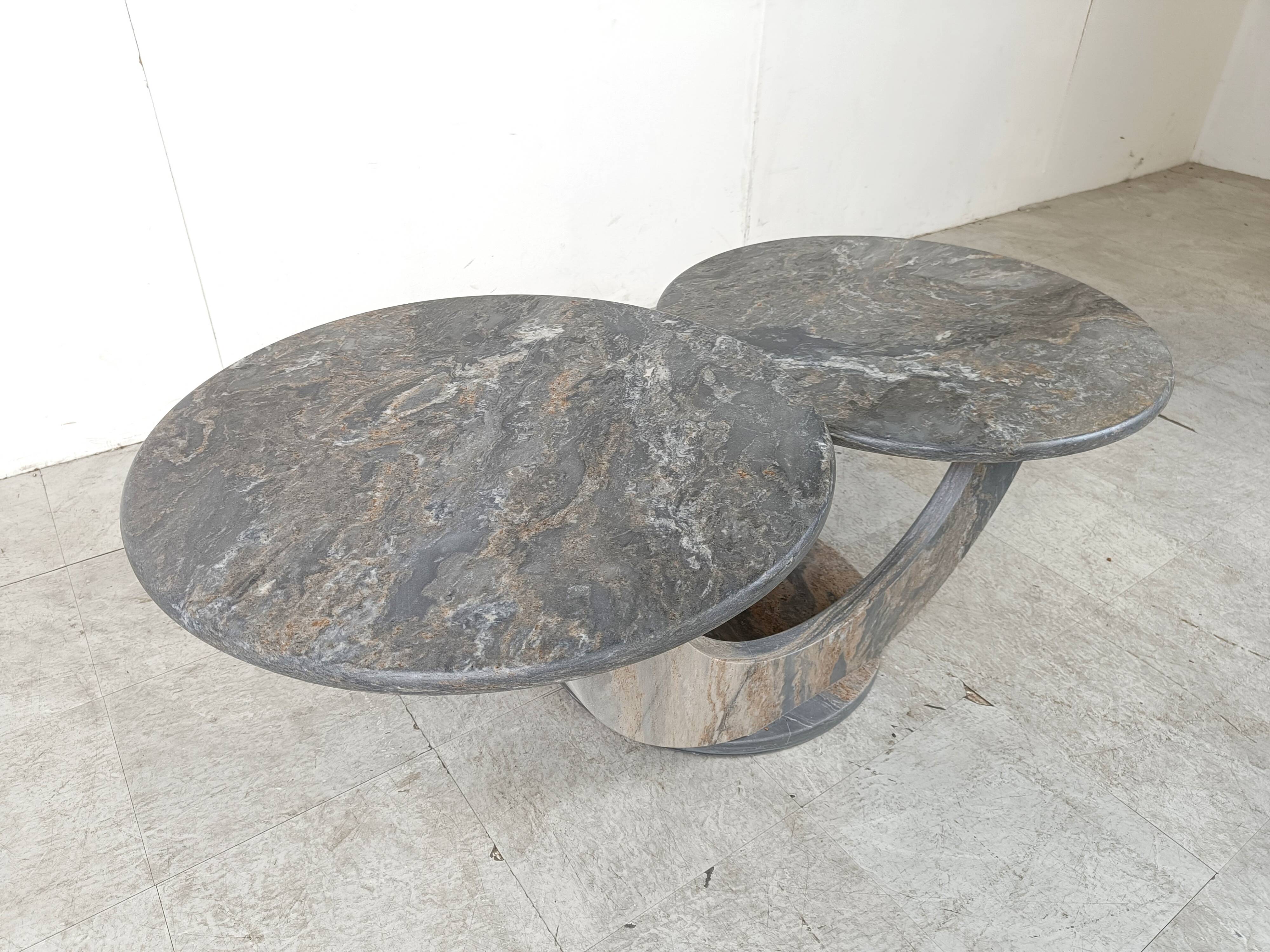 Vintage two tier marble coffee table, 1970s