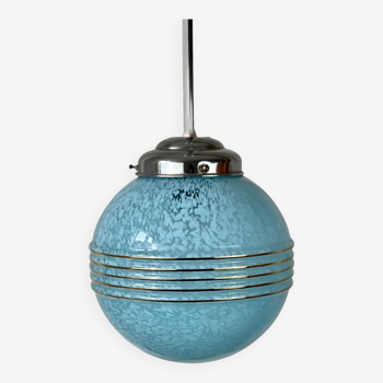Clichy blue glass globe chandelier 1950 - 1960