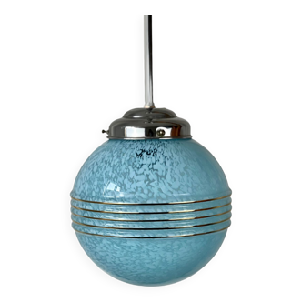 Lustre globe verre de Clichy bleu 1950 - 1960