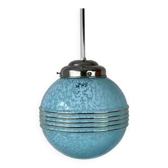 Clichy blue glass globe chandelier 1950 - 1960