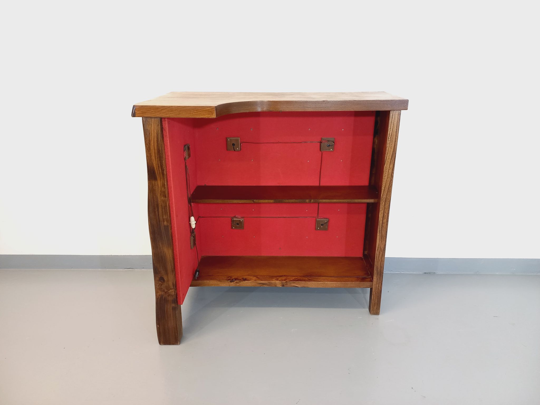 Bright brutalist bar furniture aranjou vintage from the 50s 60s in solid elm