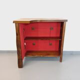 Bright brutalist bar furniture aranjou vintage from the 50s 60s in solid elm