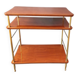 Table with three trays in solid mahogany and gilded brass 1950.