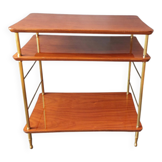 Table with three trays in solid mahogany and gilded brass 1950.