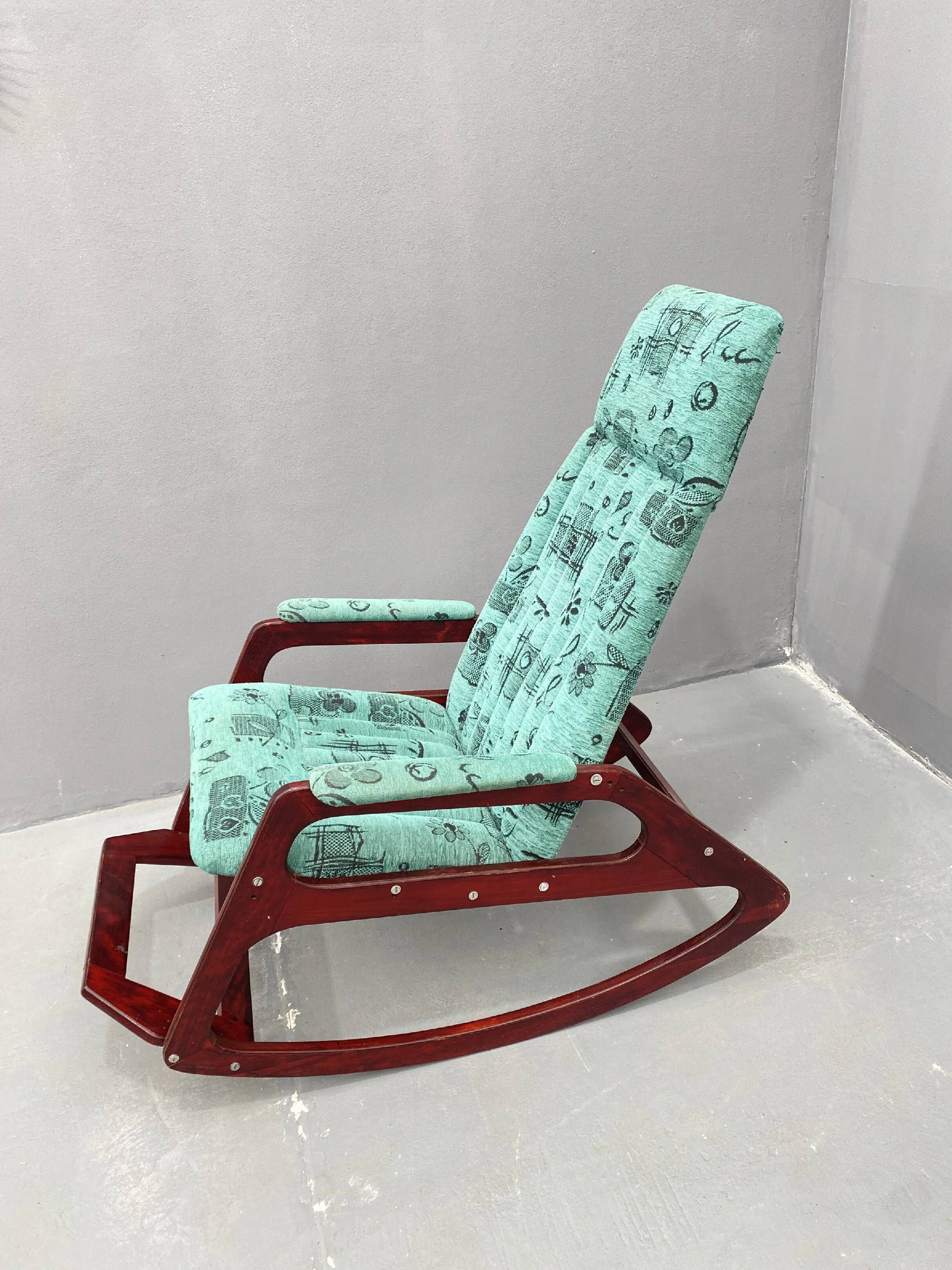 Wooden rocking chair by ÚLUV, mid-century modern, 1970s, Czechoslovakia