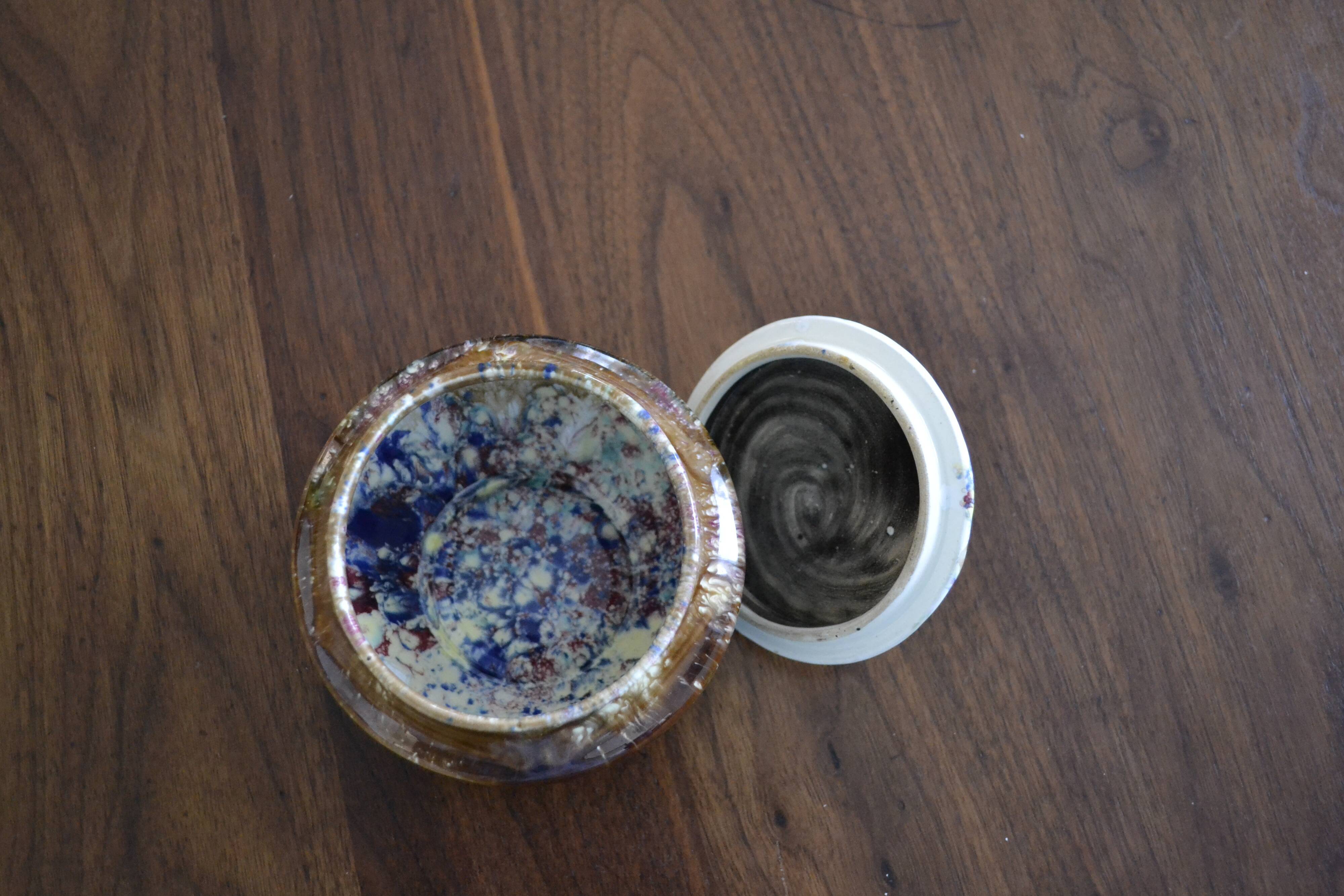 Glazed sandstone sugar bowl Morvan Gaston Gambir 1950