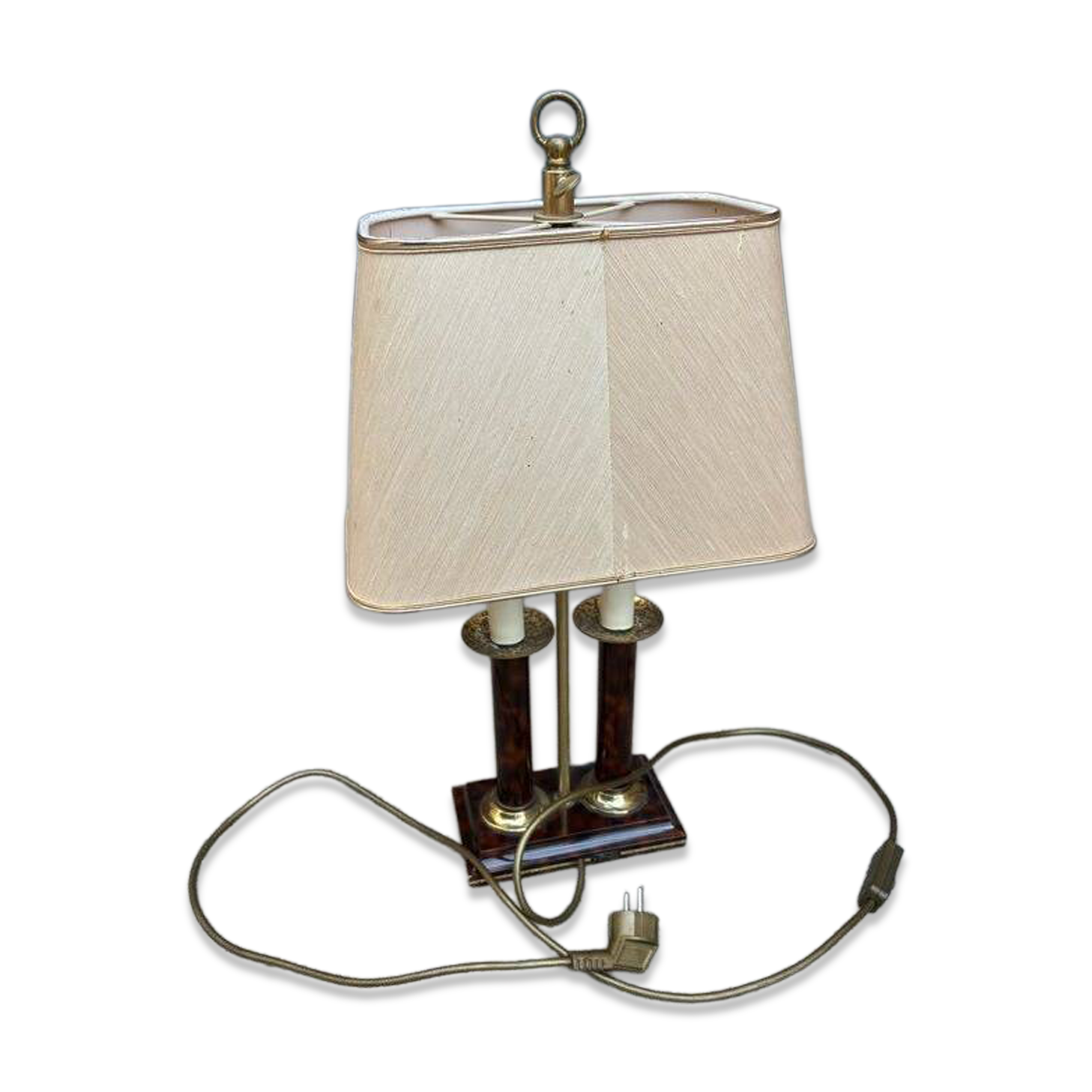 Double column lamp "Le Dauphin" – Turtle shell effect and brass
